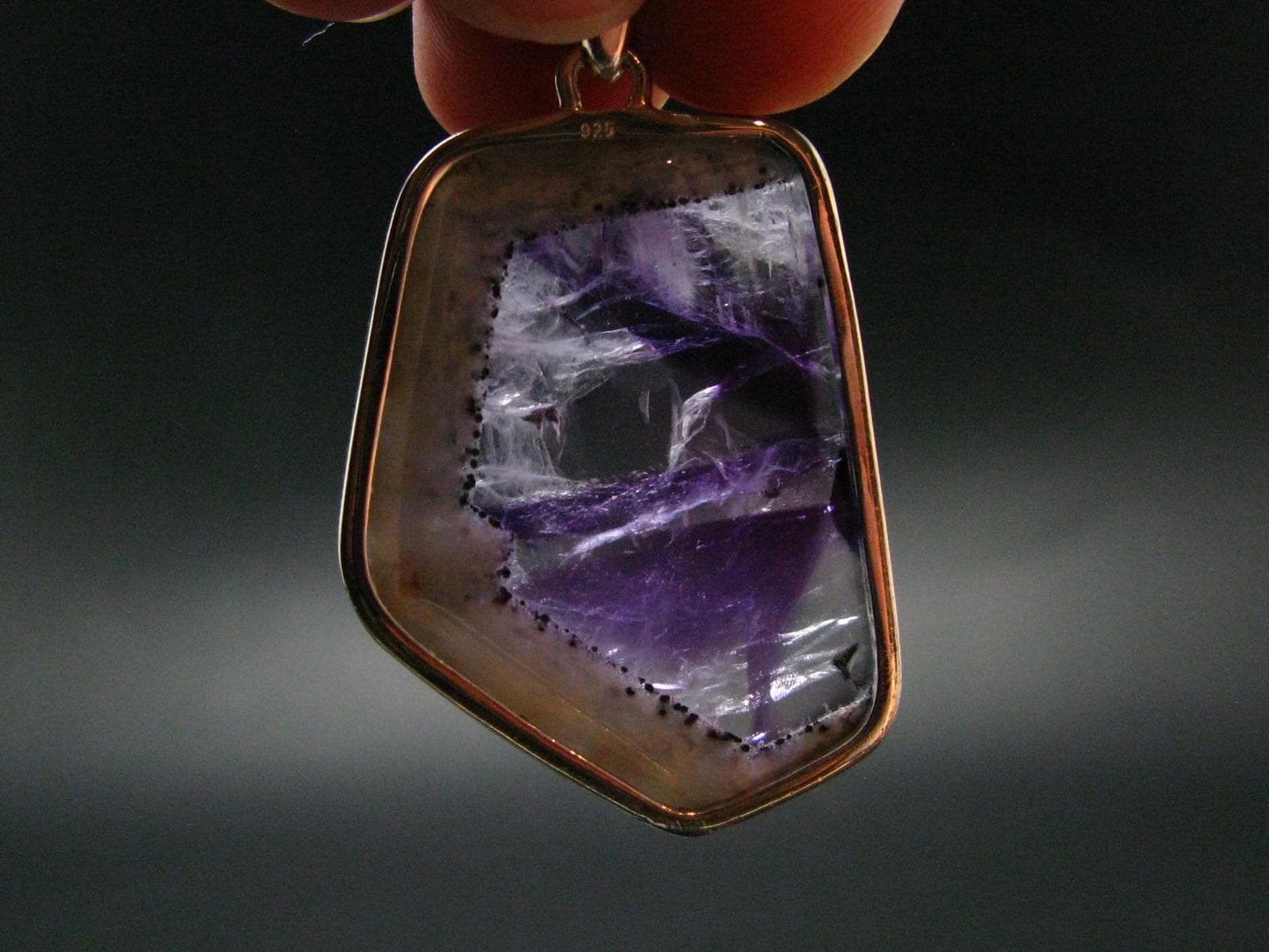 Atomic Trapiche Amethyst Sterling Silver Pendant From Brazil - 1.9" - 15.0 Grams