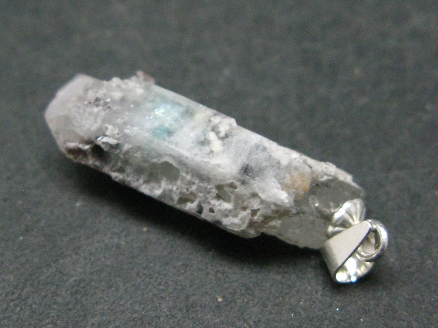 Rare Ajoite In Terminated Quartz Crystal Silver Pendant from South Africa - 1.2" - 2.20 Grams
