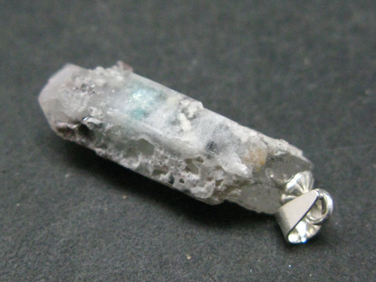 Rare Ajoite In Terminated Quartz Crystal Silver Pendant from South Africa - 1.2" - 2.20 Grams