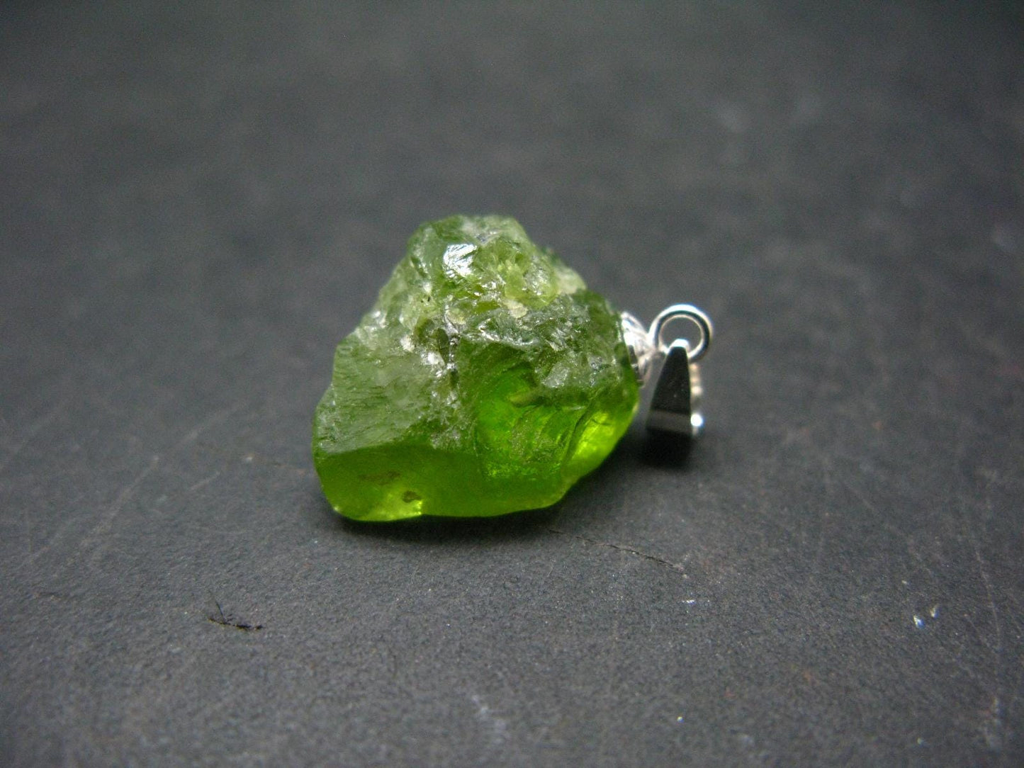 Peridot Olivine Pendant in SS From Arizona - 0.9" - 3.55 Grams
