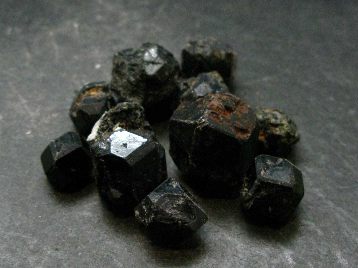 lot of 10 Black Melanite Andradite Garnet Crystals From Mali - 45.17 Grams
