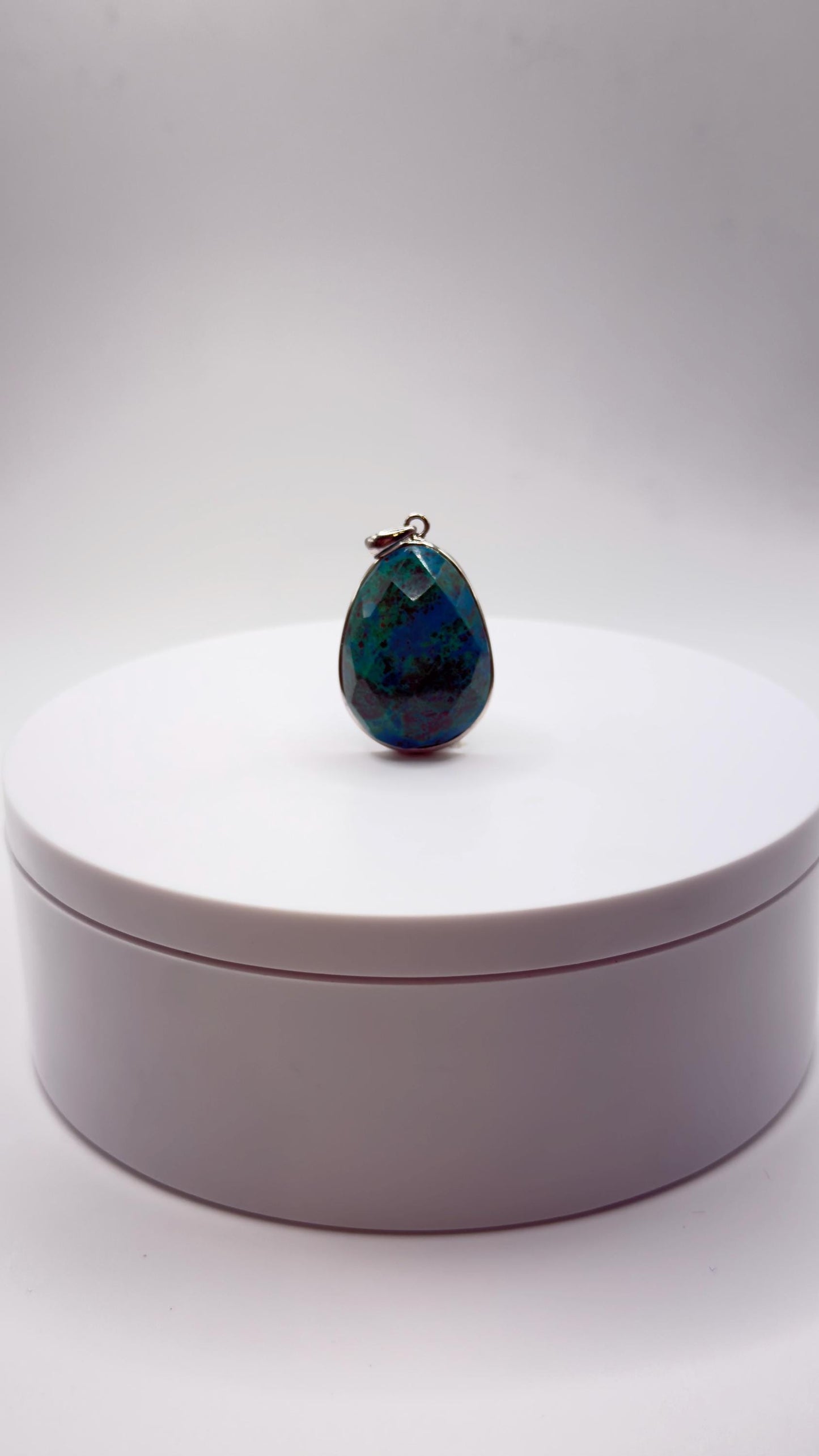 Natural Chrysocolla Pendant Blue Green Gemstone Silver Necklace Healing Crystal Jewelry Gift