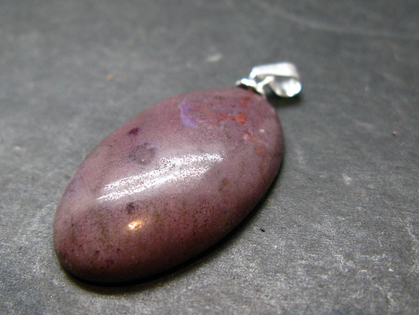Purple Jade Silver Plated Pendant From Turkey - 1.4" - 5.16 Grams