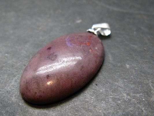 Purple Jade Silver Plated Pendant From Turkey - 1.4" - 5.16 Grams