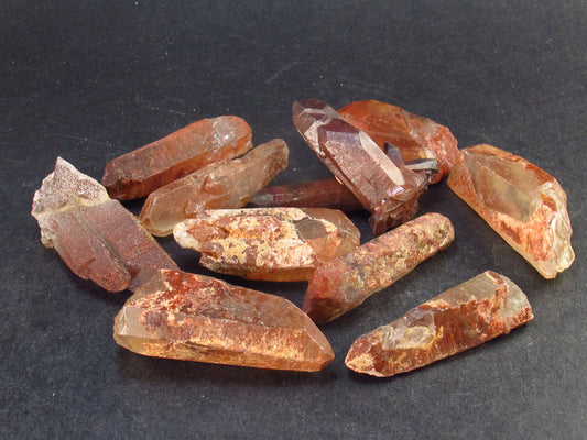Lot of 10 Tangerine Quartz Crystals From Brazil