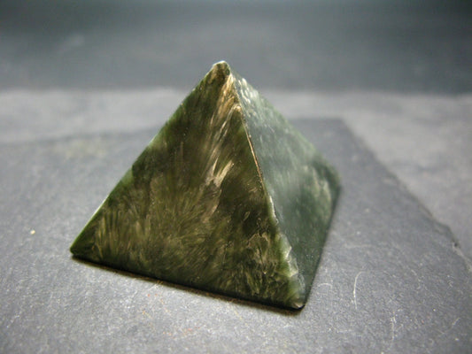 Large Polished Seraphinite Clinochlore Angels Wings Pyramid From Russia - 1.5"