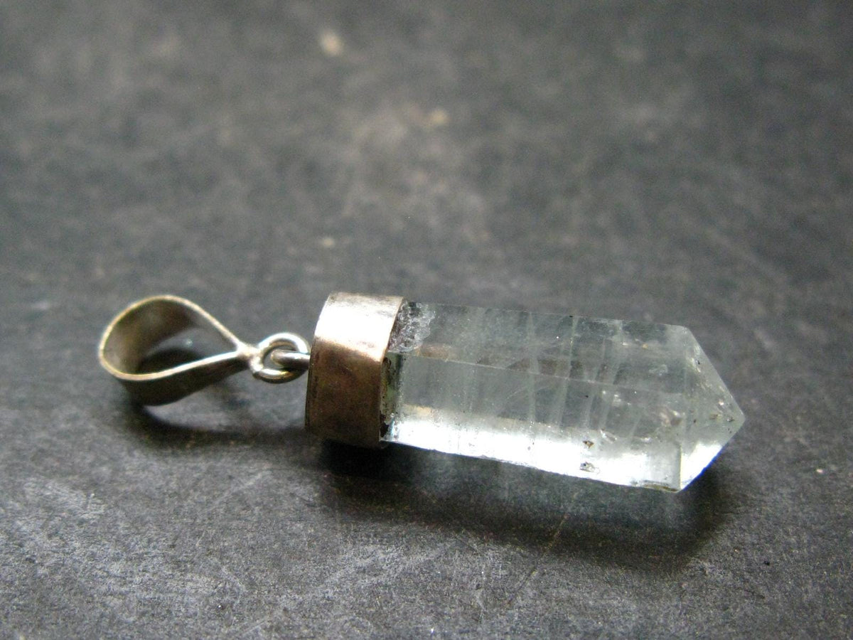 Stunning Genuine Aquamarine Gem Sterling Silver Pendant From Pakistan - 1.3" - 2.48 Grams