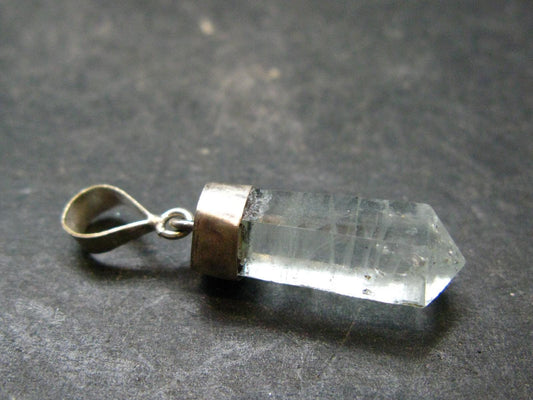 Stunning Genuine Aquamarine Gem Sterling Silver Pendant From Pakistan - 1.3" - 2.48 Grams