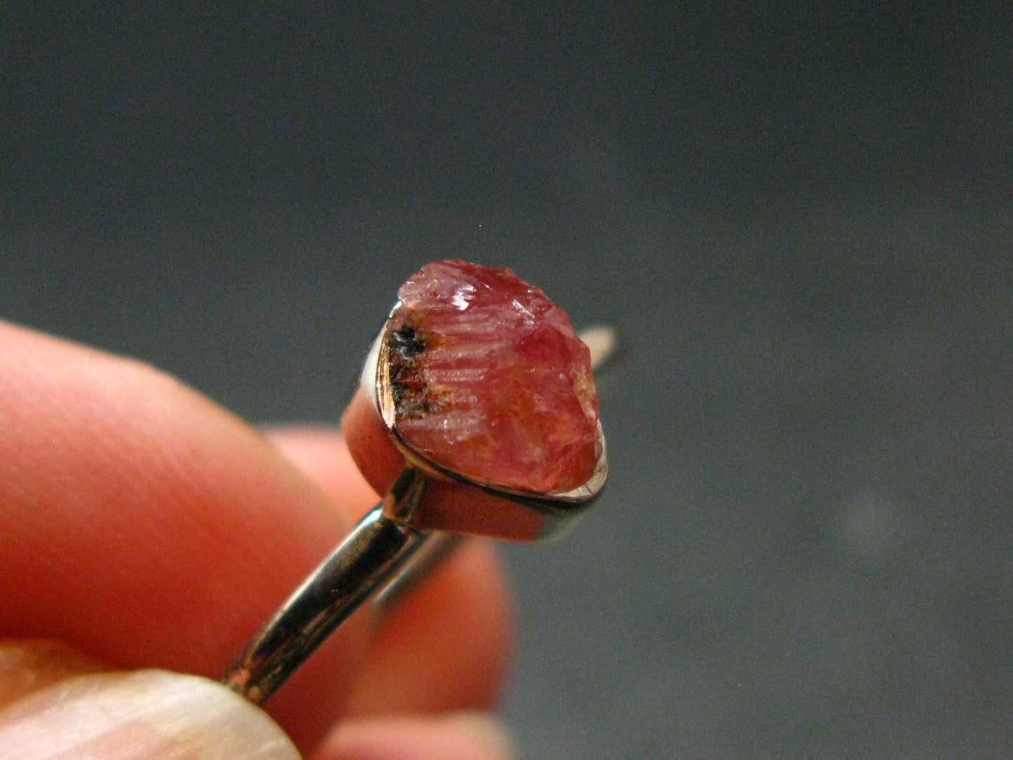 Pezzottaite Crystal Silver Ring From Madagascar - Size 8 - 2.08 Grams