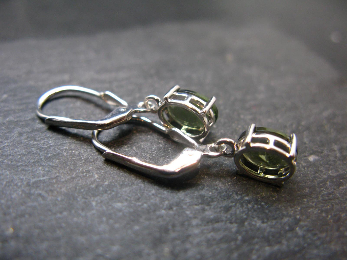 Moldavite Tektite Silver Earrings from Czech Republic - 1.95 Grams