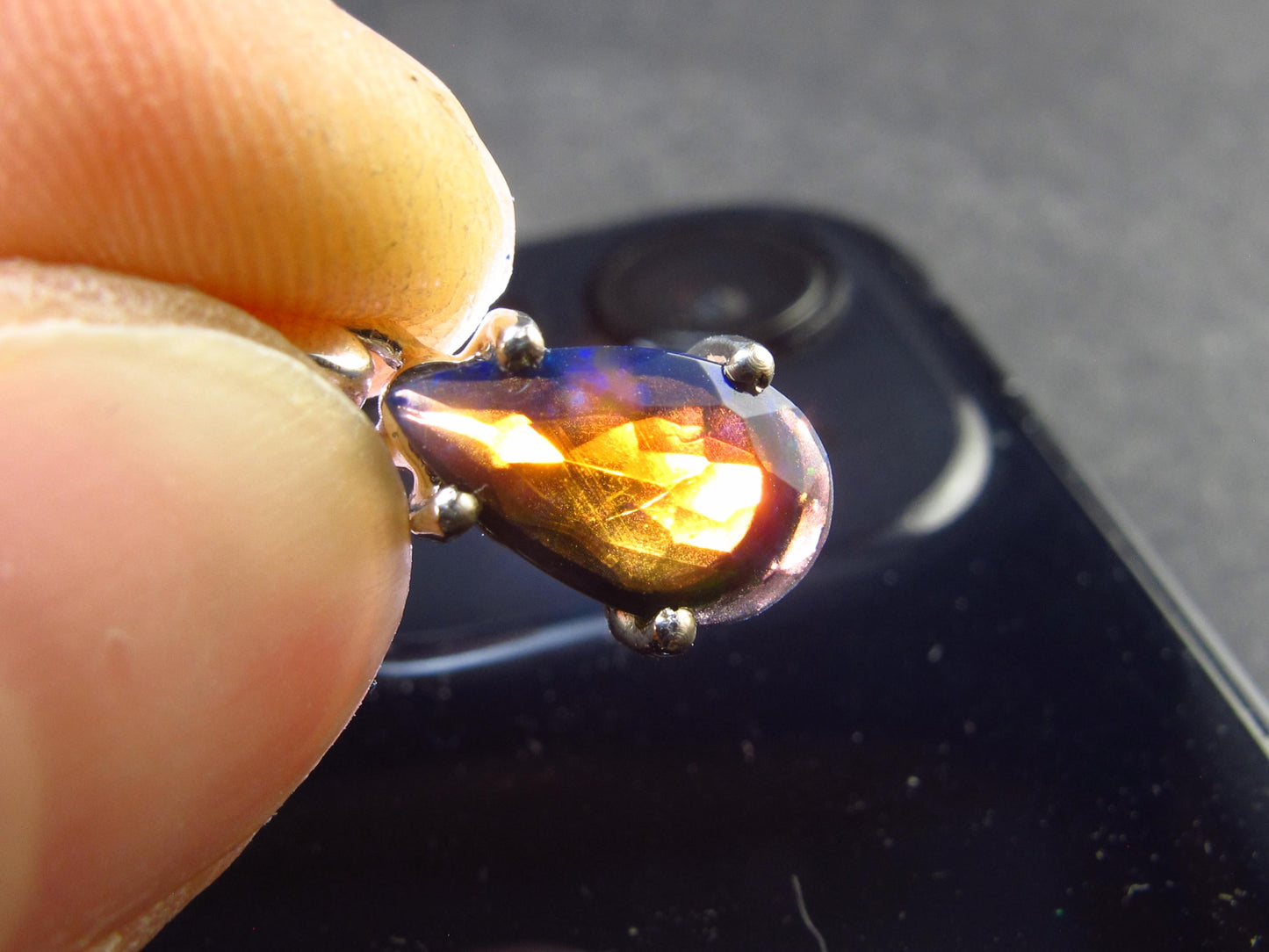 Rare Black Opal Sterling Silver Pendant from Australia - 0.7" - 0.99 Grams