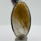 Golden Needle Inclusion Quartz Pendant – Natural Crystal Cabochon in Sterling Silver