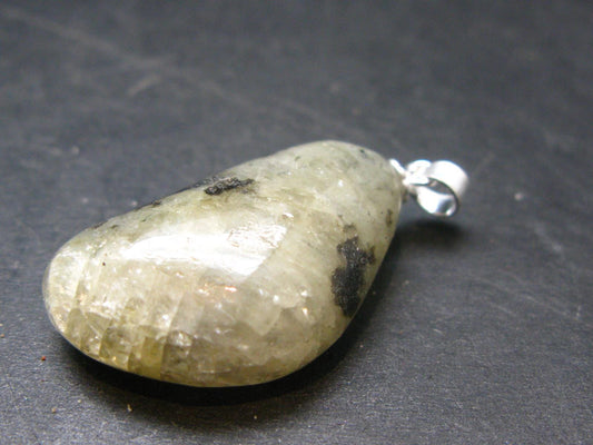 Phenakite Phenacite Tumbled Silver Pendant From Russia - 1.3" - 7.77 Grams