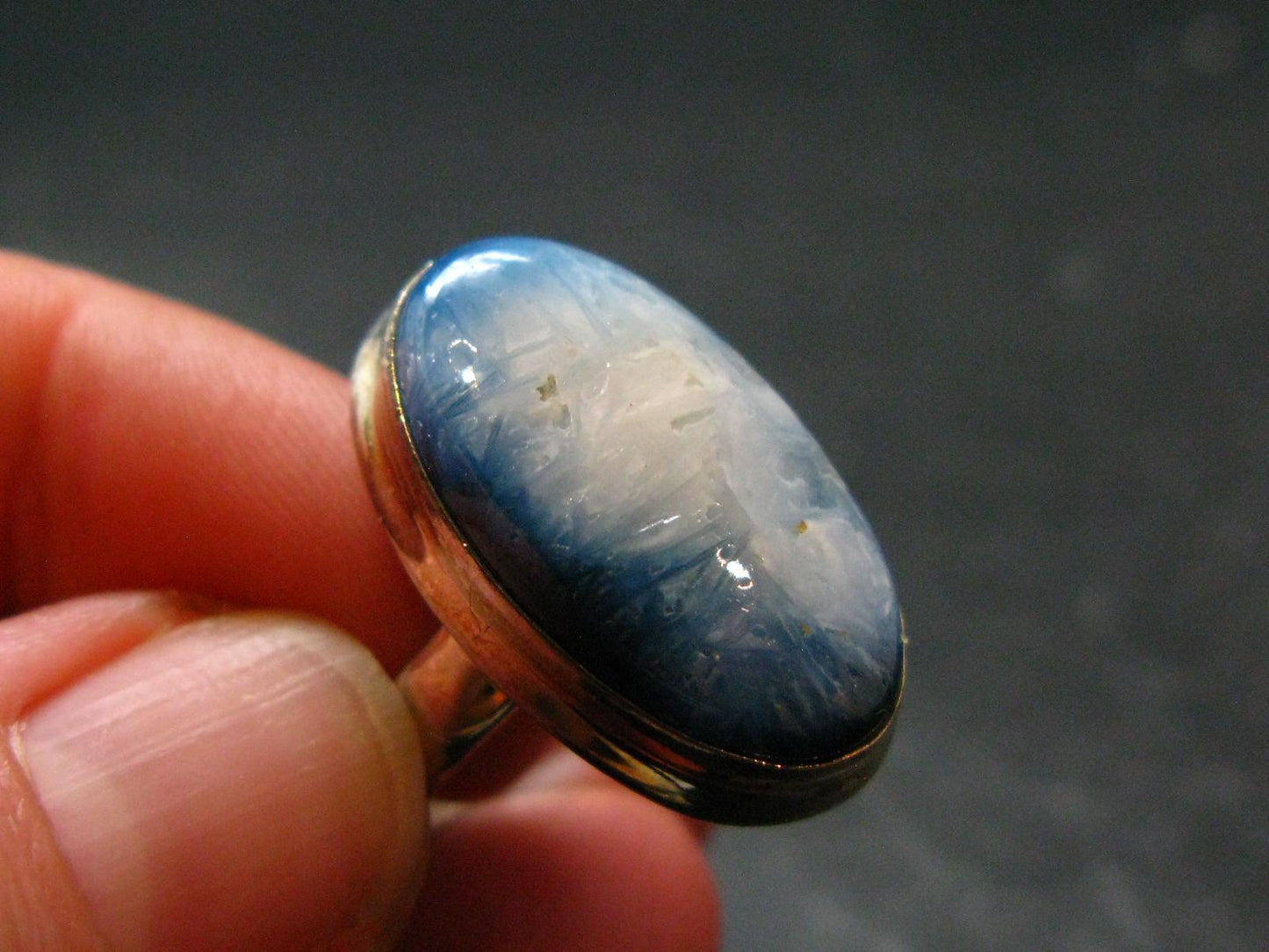 Blue Ice Glacierite Silver Ring from Indonesia - Size 7- 7.47 Grams