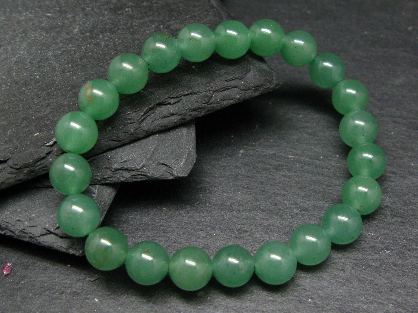 Green Aventurine Genuine Bracelet ~ 7 Inches ~ 8mm Round Beads