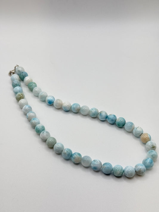 Larimar Jewelry Beaded Necklace Natural Blue Stone Necklace Unique Gift
