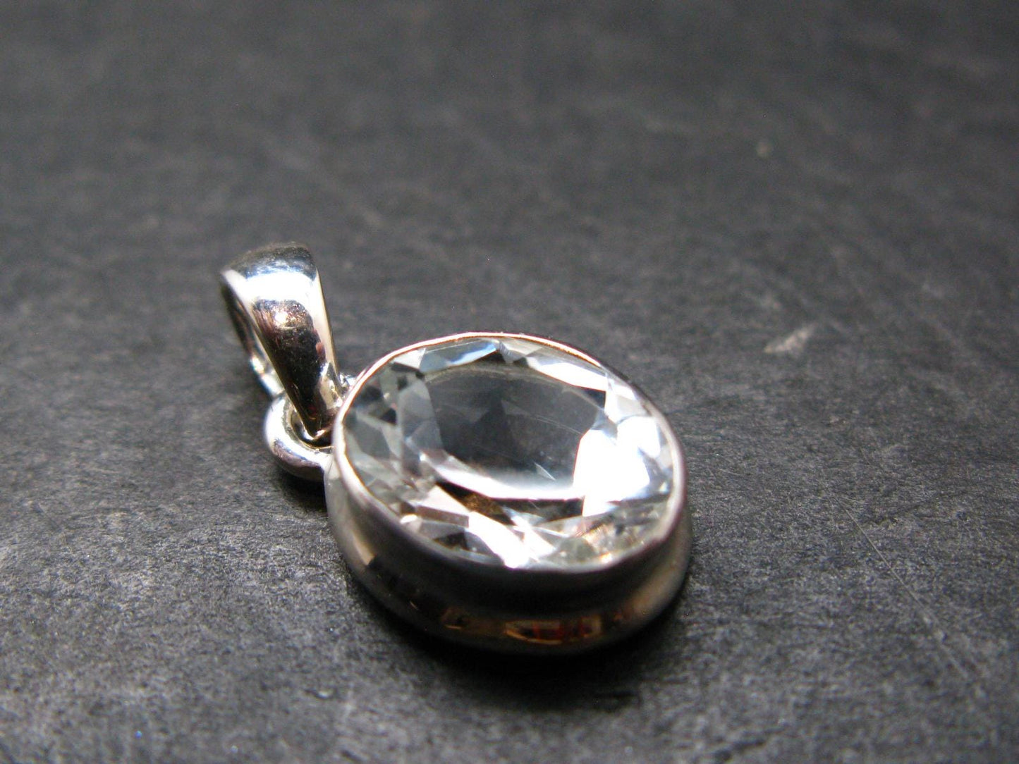 White Topaz Sterling Silver Pendant From Brazil - 0.7" - 2.11 Grams