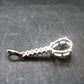 Moldavite Tektite & Red Garnet Silver Pendant from Czech Republic - 1.2"