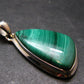Genuine Vivid Vibrant Green Malachite Sterling Silver Pendant From Congo - 1.5" - 8.85 Grams