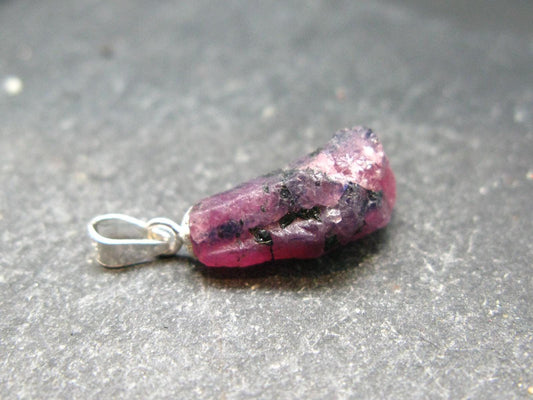 Ruby Crystal on Matrix Silver Pendant from Winza Tanzania - 0.8" - 1.83 Grams