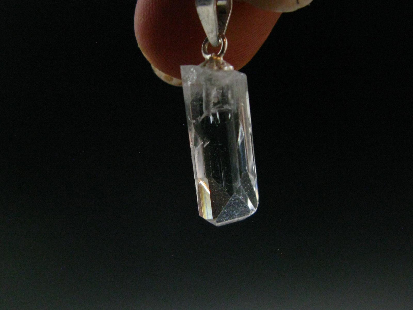 Nice Terminated Danburite Crystal Silver Pendant from Russia - 0.9" - 1.35 Grams