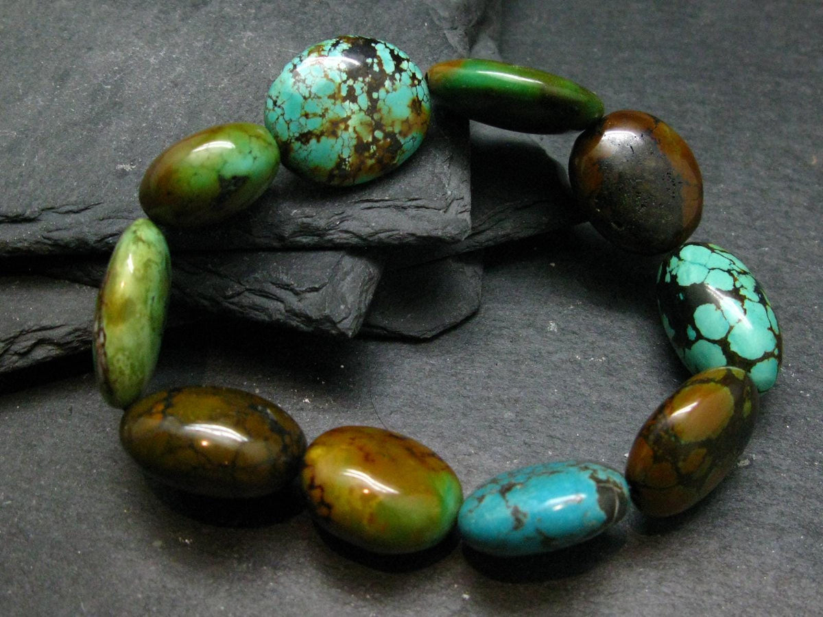 Turquoise Genuine Untreated Bracelet ~ 7.5 Inches ~ 25mm Tumbled Beads