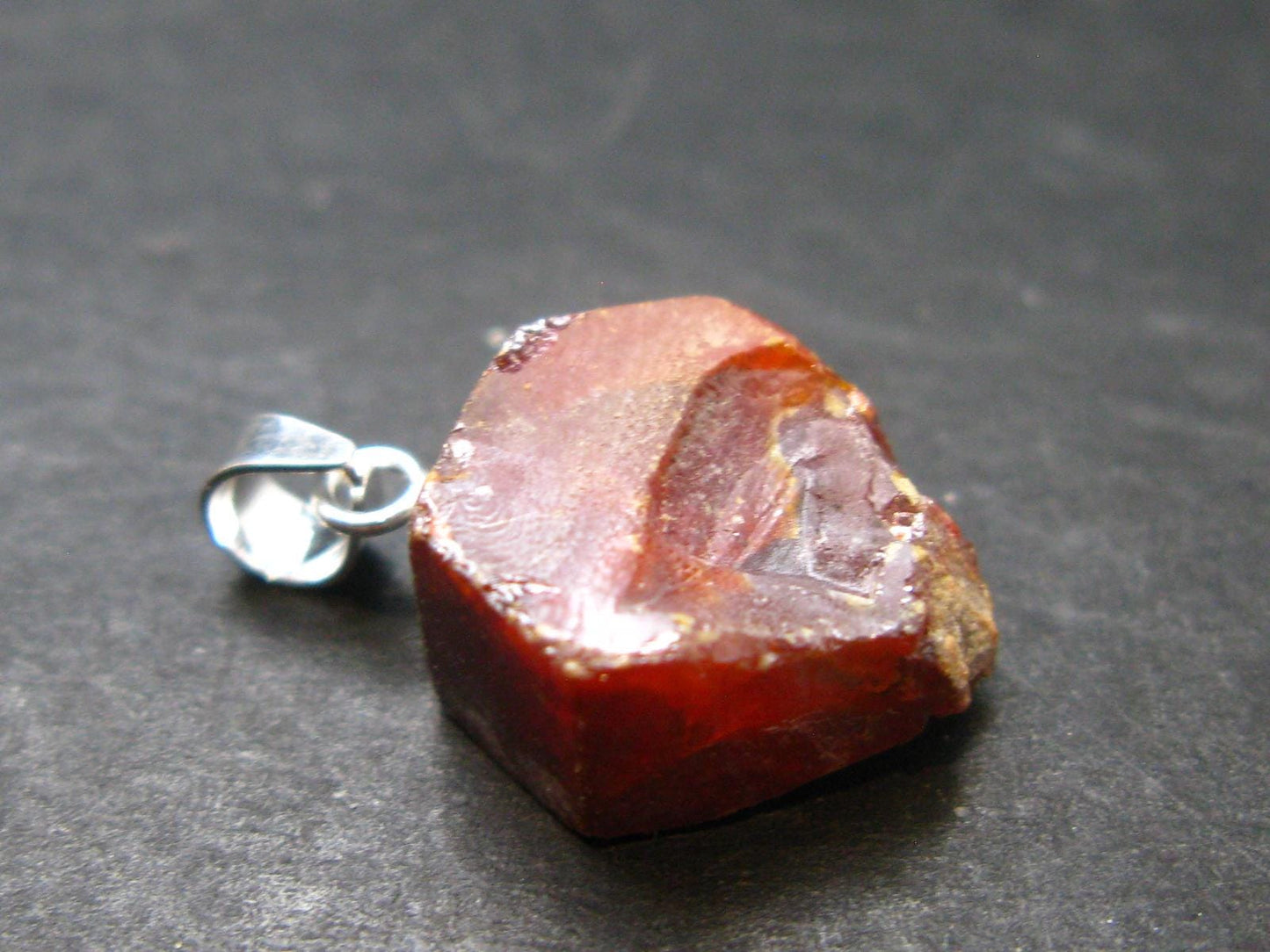 Vanadinite Crystal Silver Pendant From Morocco - 0.8" - 4.2 Grams