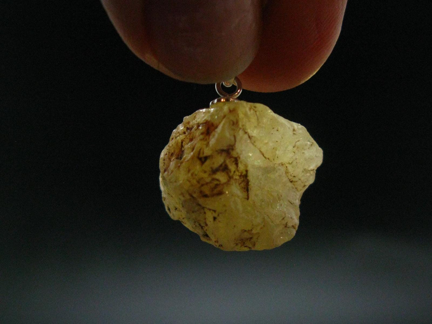 Large Natural Agni Gold Danburite Sterling Silver Pendant from Tanzania - 1.1" - 5.12 Grams