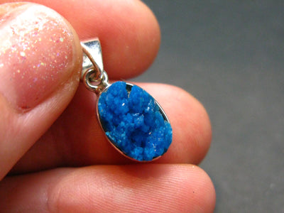 Cavansite Crystal Silver Pendant From India - 1.0" - 2.28 Grams