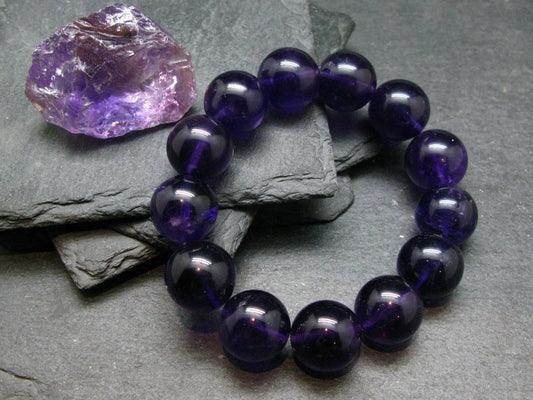 AAA Grade Amethyst Gem Genuine Bracelet ~ 7 Inches ~ 16mm Round Beads