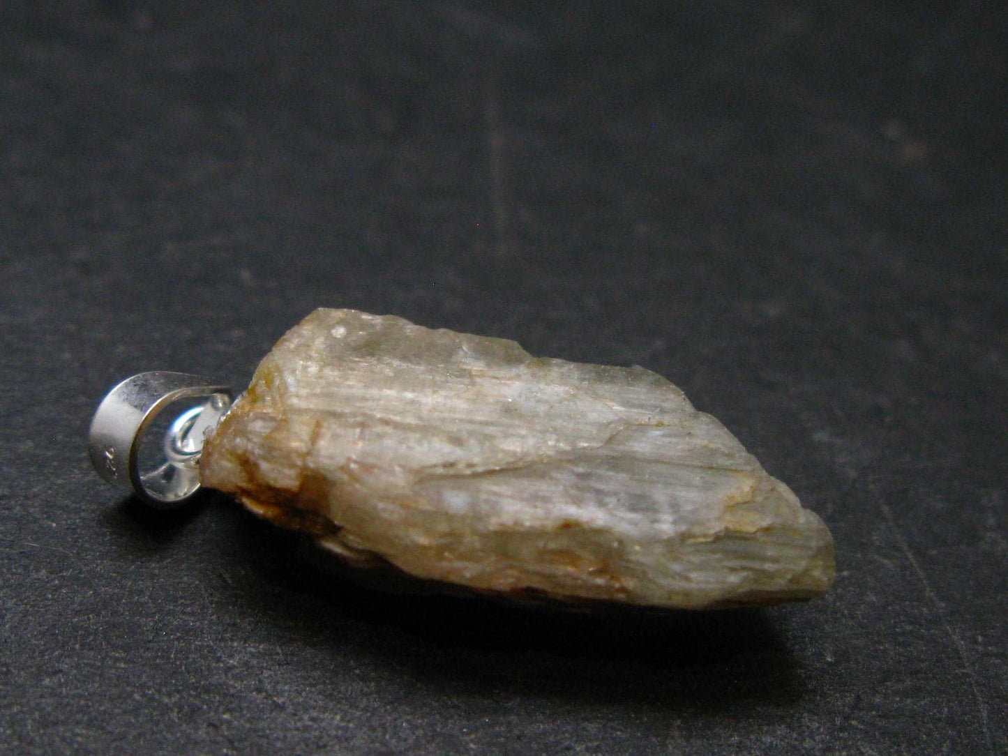 Gem Color Change See-Thru Straw Terminated Crystal Diaspore Crystal Silver Pendant From Turkey - 0.9" - 2.13 Grams
