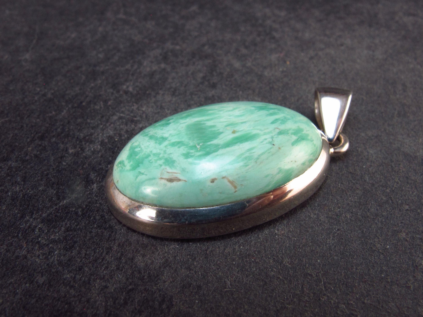 Rare Variscite Sterling Silver Pendant from Utah - 1.3" - 6.52 Grams