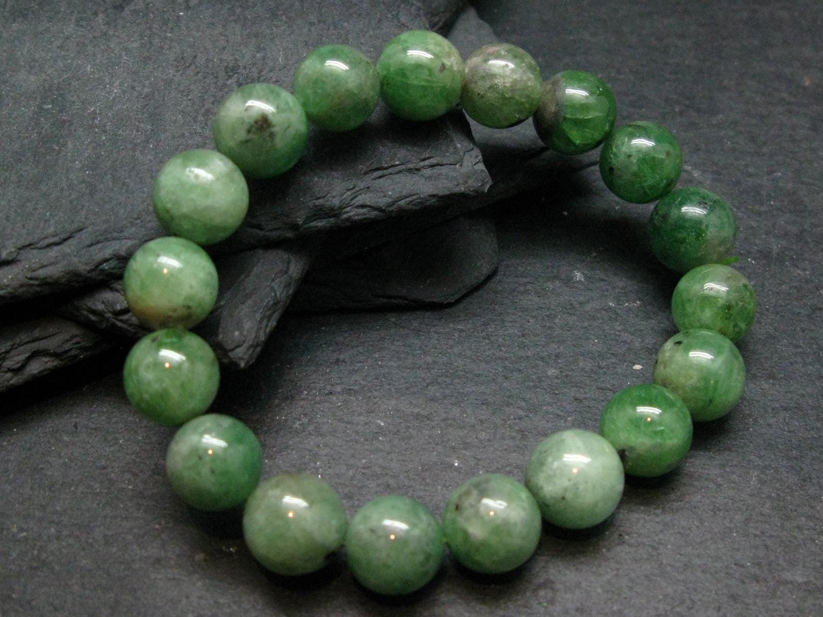 Green Garnet Tsavorite Genuine Bracelet ~ 7 Inches ~ 12mm Round Beads