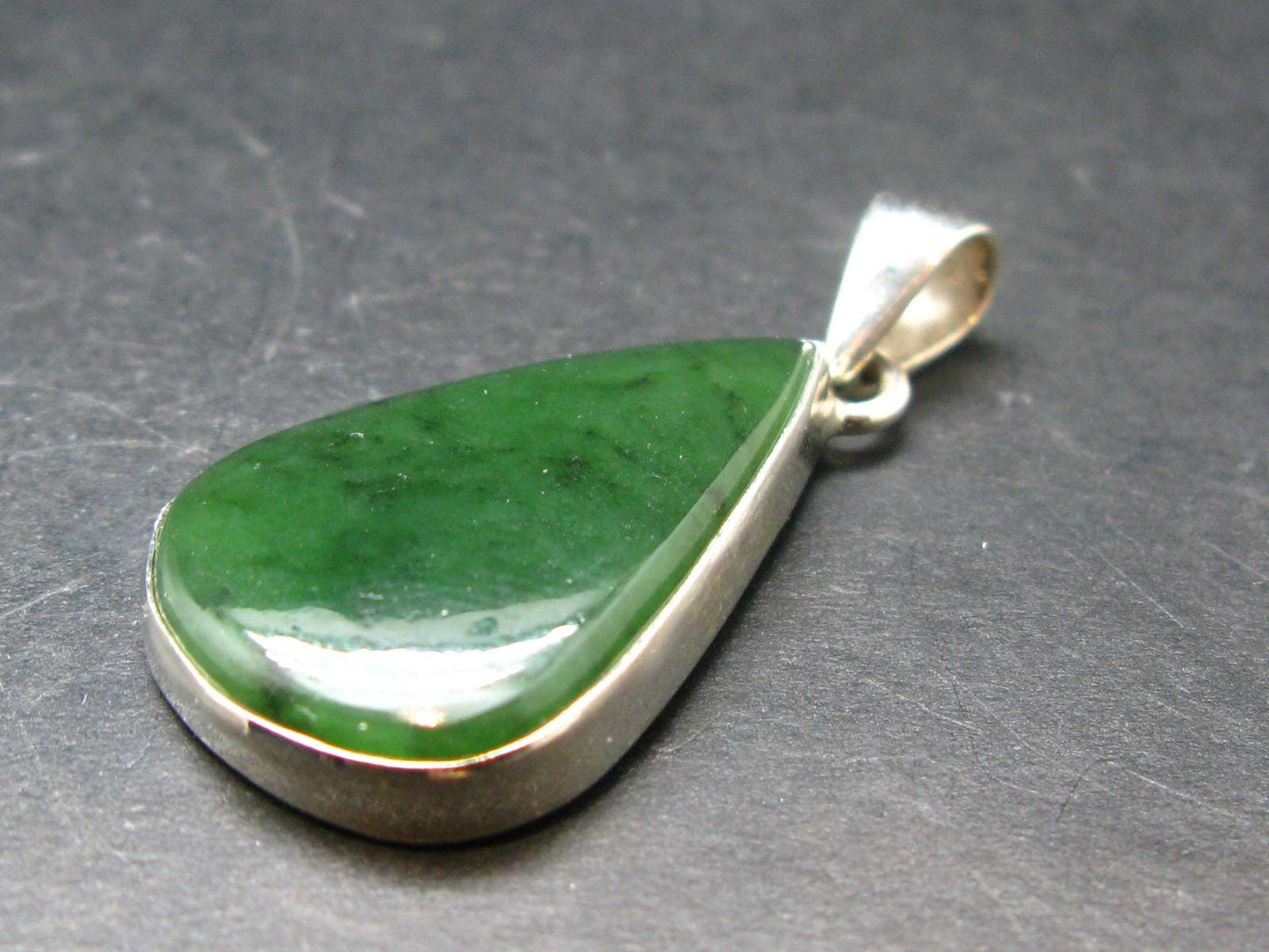Nephrite Jade Cabochon Pendant From Canada - 1.5" - 6.39 Grams