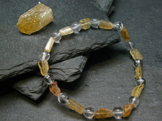 Imperial Topaz & Quartz Genuine Bracelet ~ 7 Inches ~ 8mm Tumbled Beads