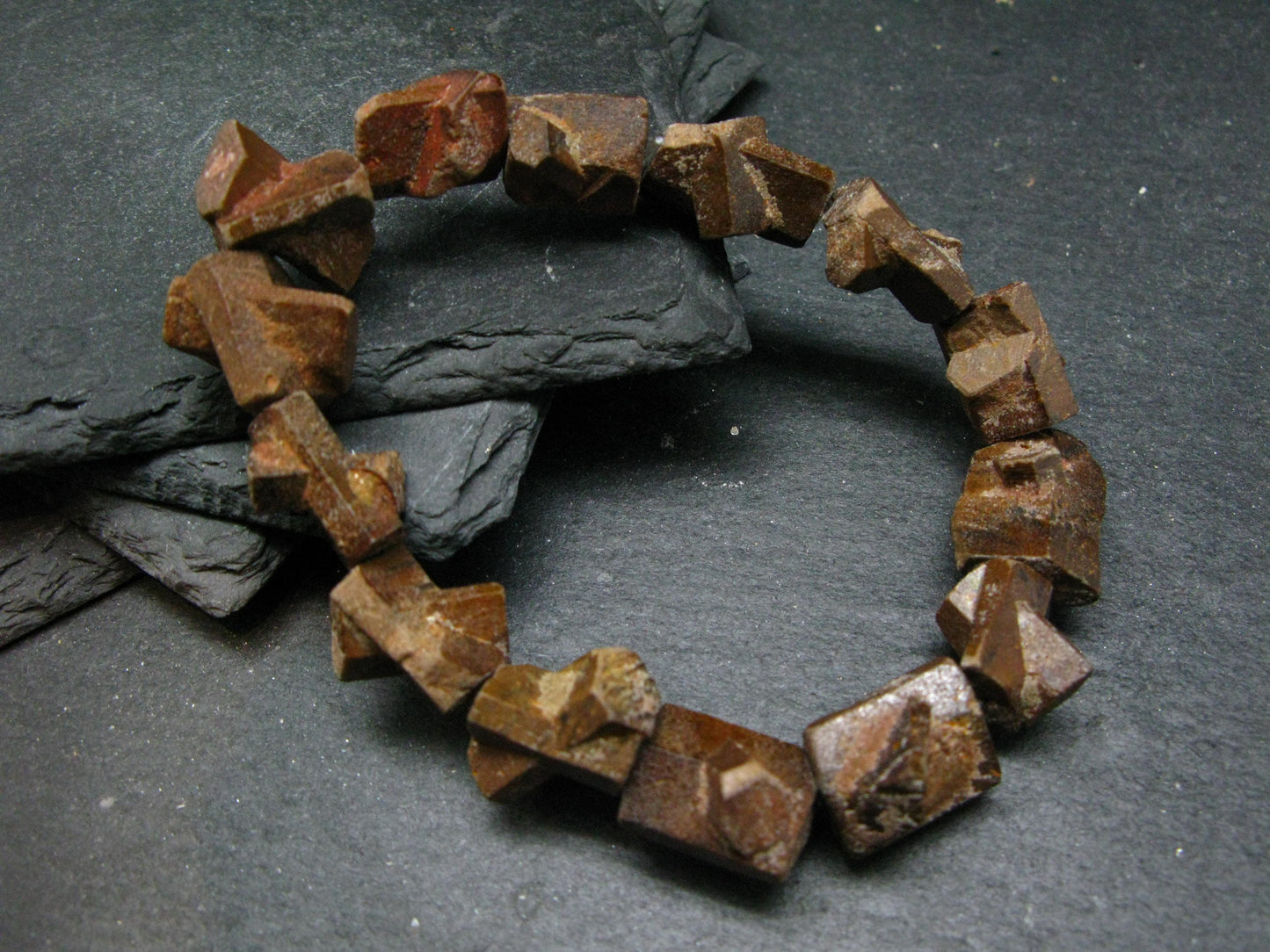 Rare Staurolite Genuine Bracelet ~ 7 Inches ~ 15mm Crystal Beads