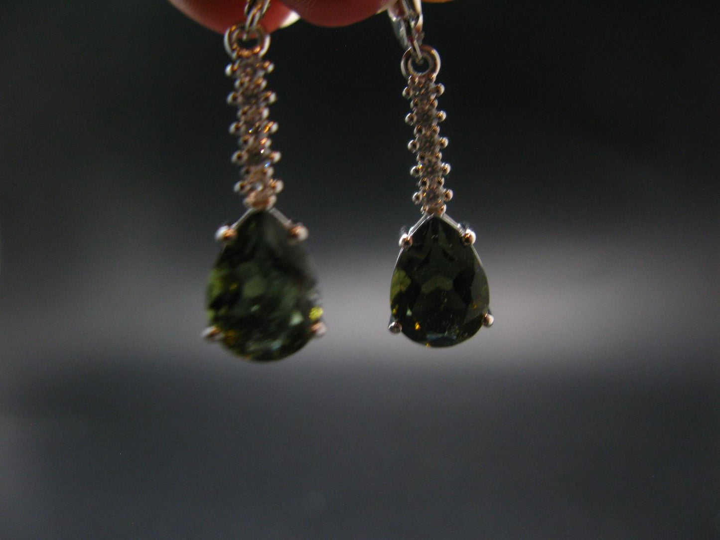 Moldavite Tektite Silver Earrings from Czech Republic - 3.83 Grams