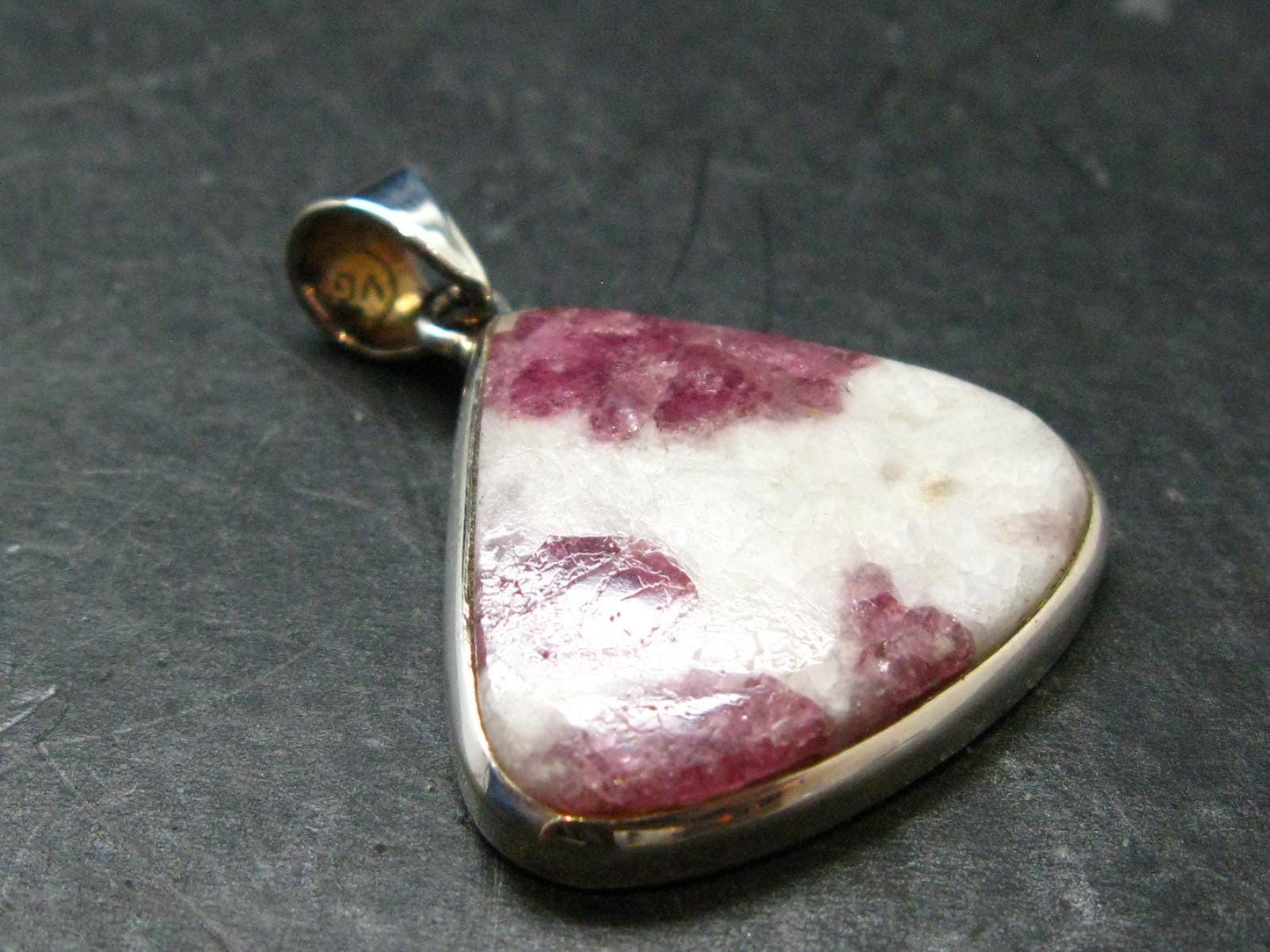 Pink Tourmaline In Quartz Crystal Silver Pendant from Brazil- 1.5" - 9.03 Grams