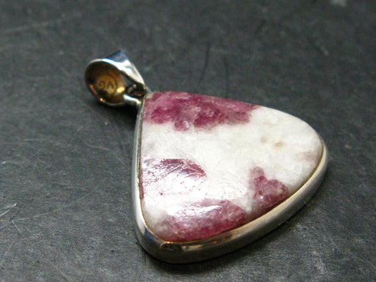 Pink Tourmaline In Quartz Crystal Silver Pendant from Brazil- 1.5" - 9.03 Grams