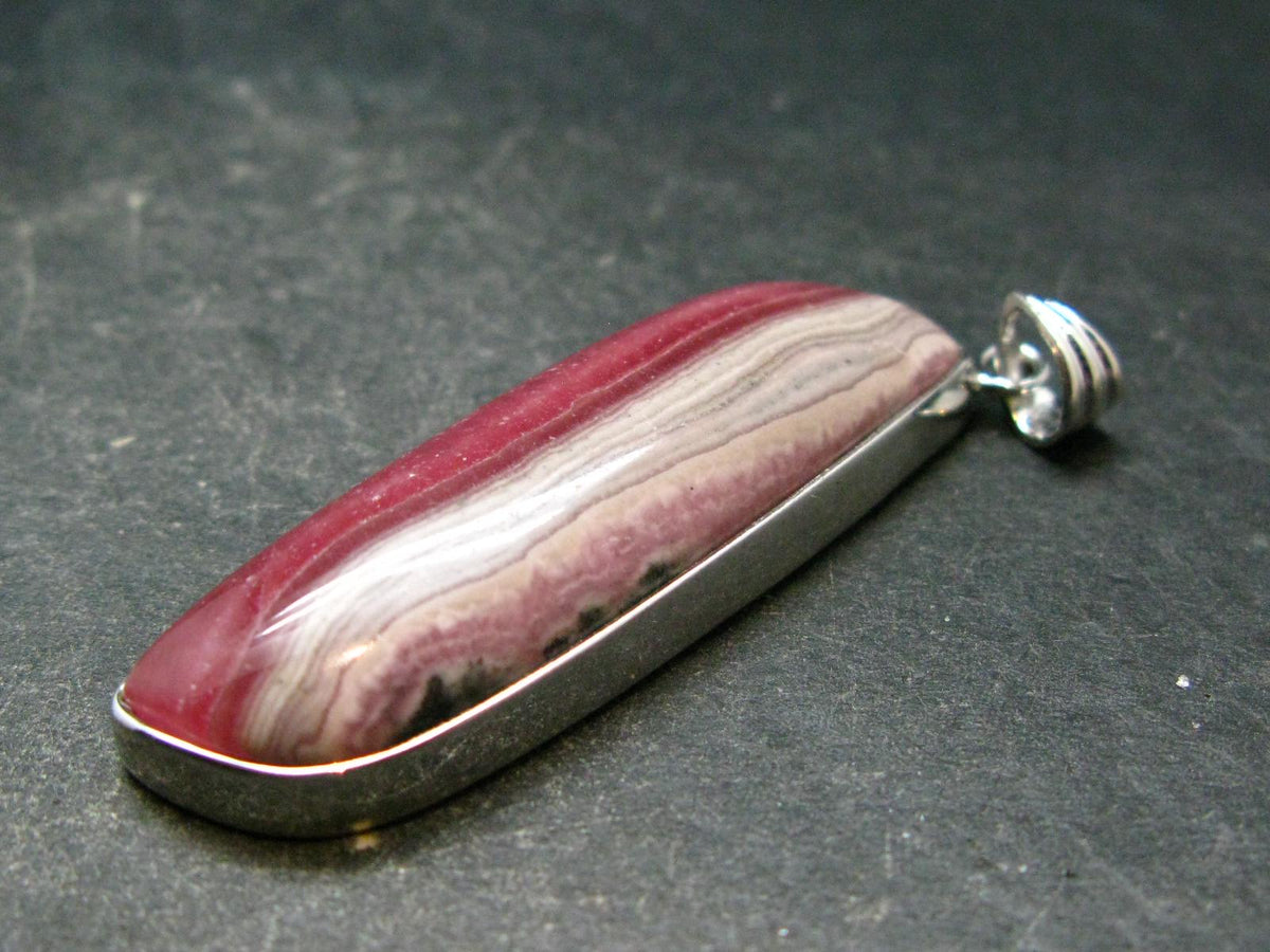 Rare Rhodochrosite Sterling Silver Pendant From Argentina - 2.1" - 15.30 Grams
