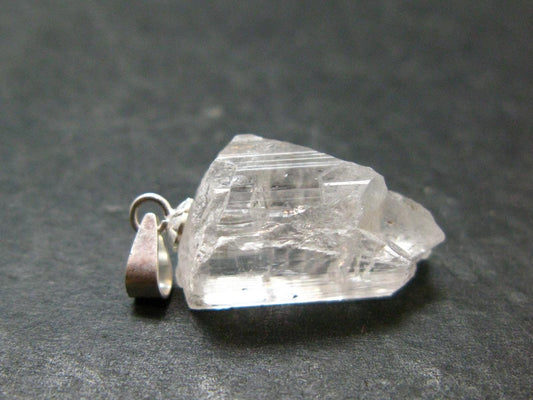 Nice Terminated Danburite Crystal Silver Pendant from Mexico - 0.9" - 2.88 Grams