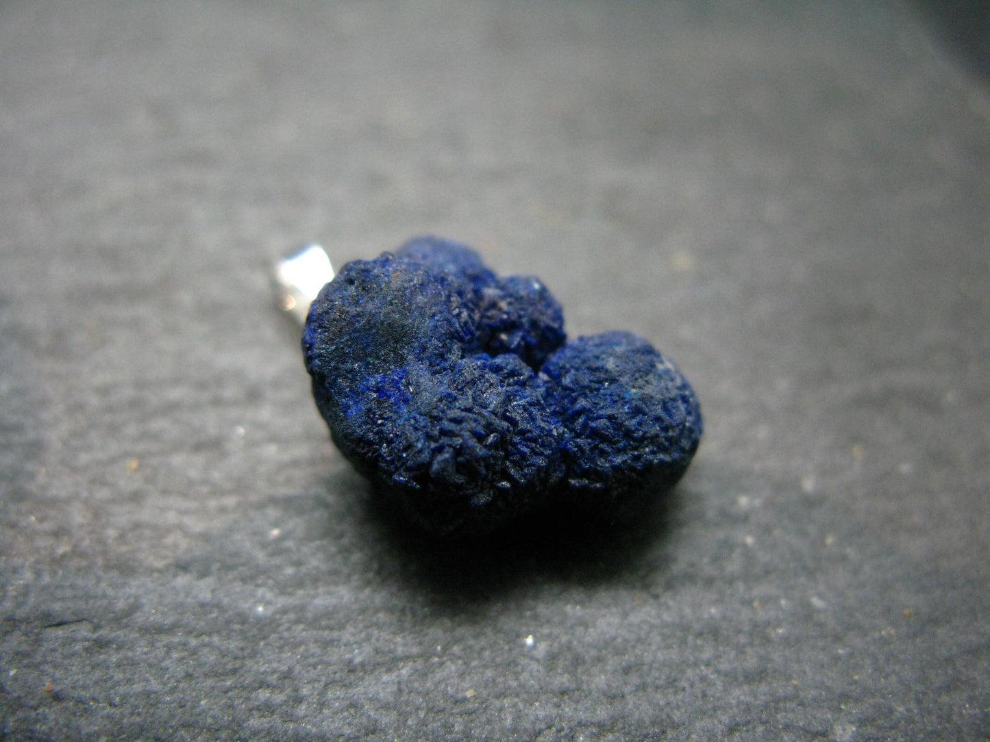 Azurite Nodule Crystal Sterling Silver Pendant from Russia - 0.9" - 3.66 Grams
