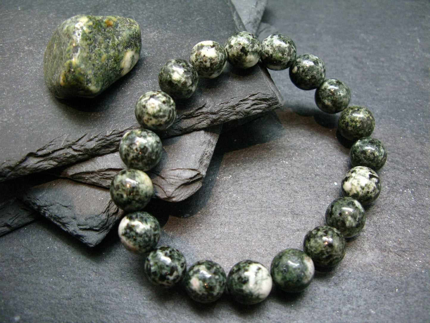 Preseli Stonehenge Bluestone Genuine Bracelet ~ 7 Inches ~ 10mm Round Beads