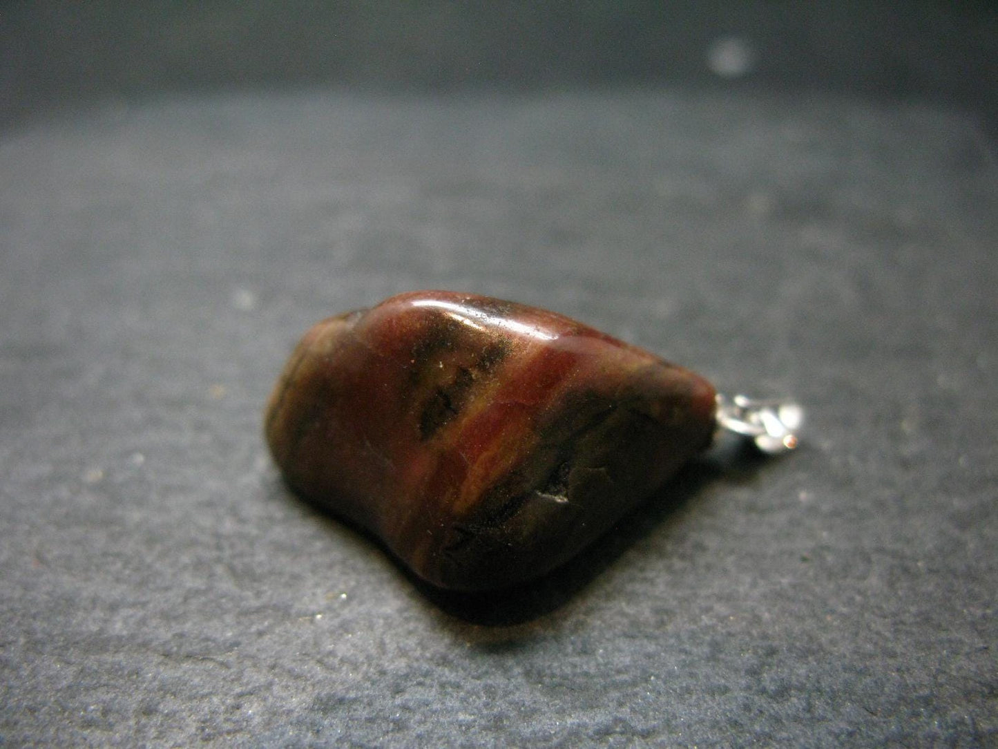 Rare Tumbled Brownish Pink Bustamite Silver Pendant with Attractive Pattern From South Africa - 1.2" - 7.88 Grams