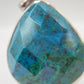 Faceted Chrysocolla Pendant Blue Green Gemstone Silver Necklace Natural Stone Statement Jewelry Gift
