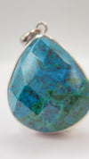 Faceted Chrysocolla Pendant Blue Green Gemstone Silver Necklace Natural Stone Statement Jewelry Gift