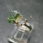 Moldavite Tektite and Herkimer Diamond Silver Ring - Size 7 - 2.69 Grams