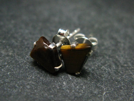 Tiger Eye Sterling Silver Stud Earrings - 1 Grams