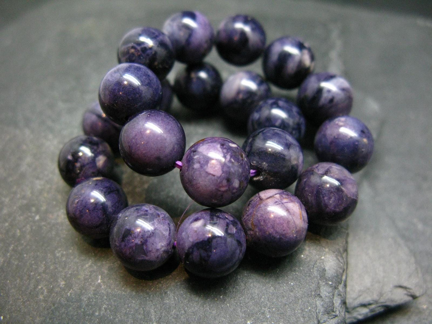 Tiffany Stone Violet Opal Genuine Bracelet ~ 7 Inches ~ 10mm Round Beads