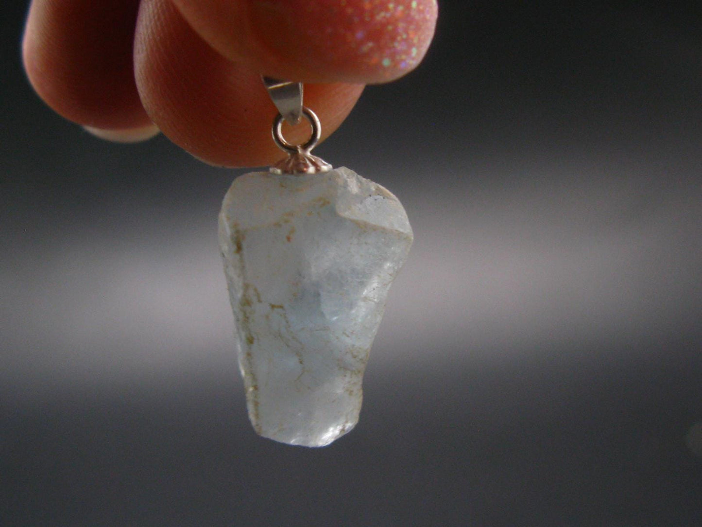 Natural Blue Celestite Celestine 925 Silver Pendant from Madagascar - 0.9" - 2.94 Grams